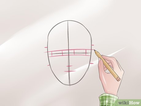 Step 3 Faça traços para delimitar a altura e largura dos olhos, nariz, boca e orelhas.