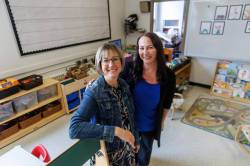 MIKE DEAL / FREE PRESS Deidre Sagert (left), an early years support teacher for the St. James School Division, and Brooklands School Principal, Samantha Amaral, in a classroom Thursday afternoon. Reporter: Maggie Macintosh 240829 - Thursday, August 29, 2024.