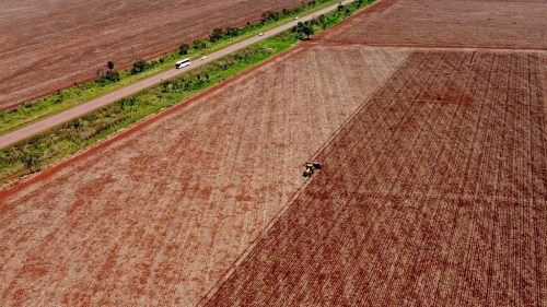 FILE - A machine plants soybeans on a farm in a rural area of Sidrolandia, Mato Grosso do Sul state, Brazil, Oct. 22, 2022. (AP Photo/Eraldo Peres, File)