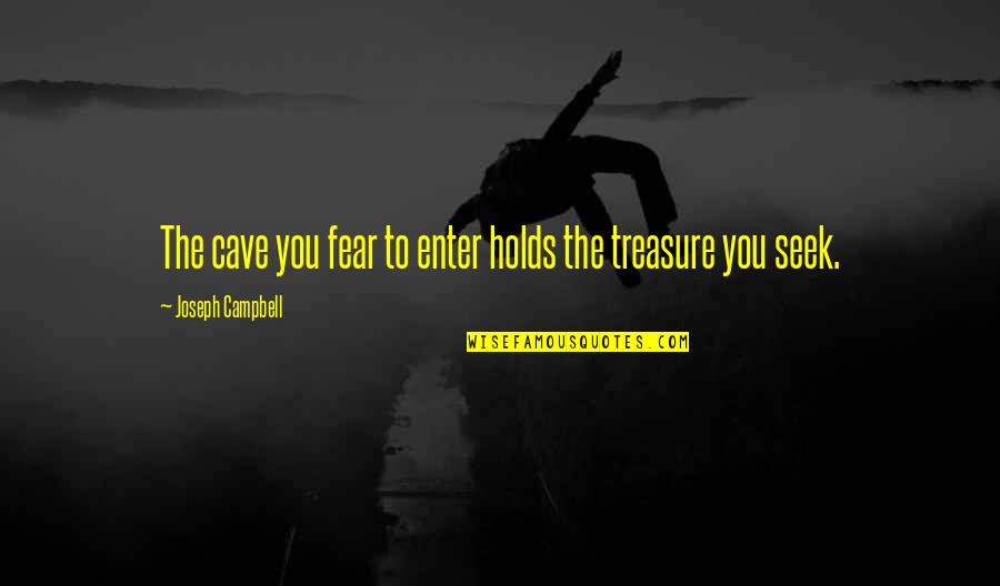 Non Trademarked Logos Quotes By Joseph Campbell: The cave you fear to enter holds the