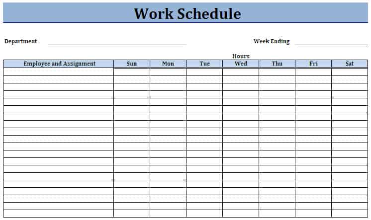 5 Work Schedule Templates - Word Excel Formats