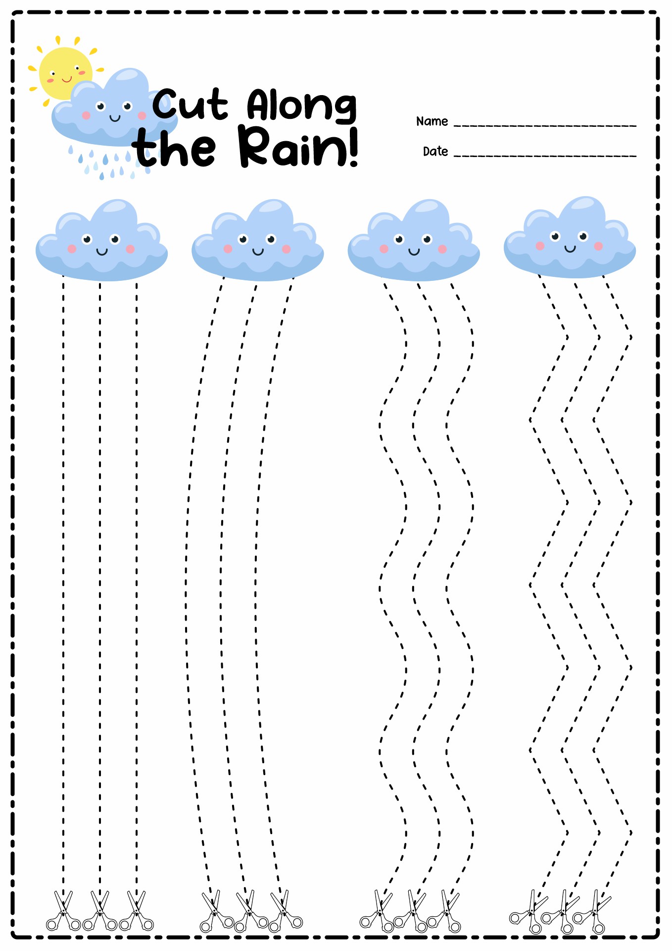 Preschool Cutting Practice Page