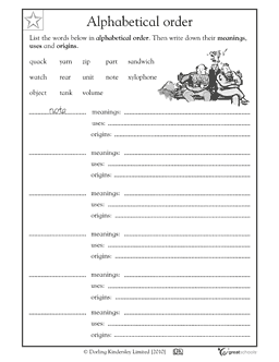 Alphabetical Order Worksheets 2nd Grade