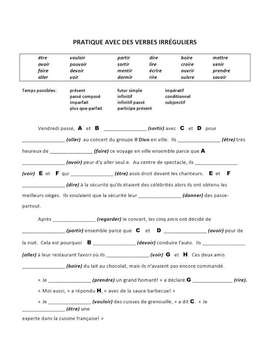 Irregular ER French Verbs Worksheets