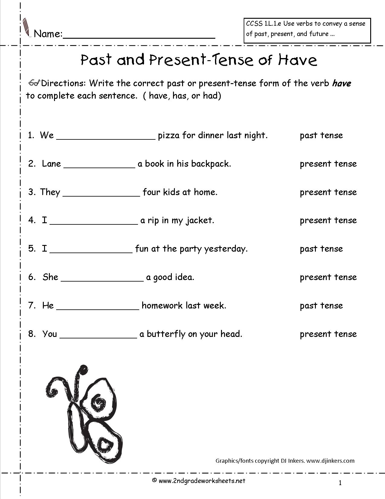 Past Tense Verbs Worksheets 2nd Grade