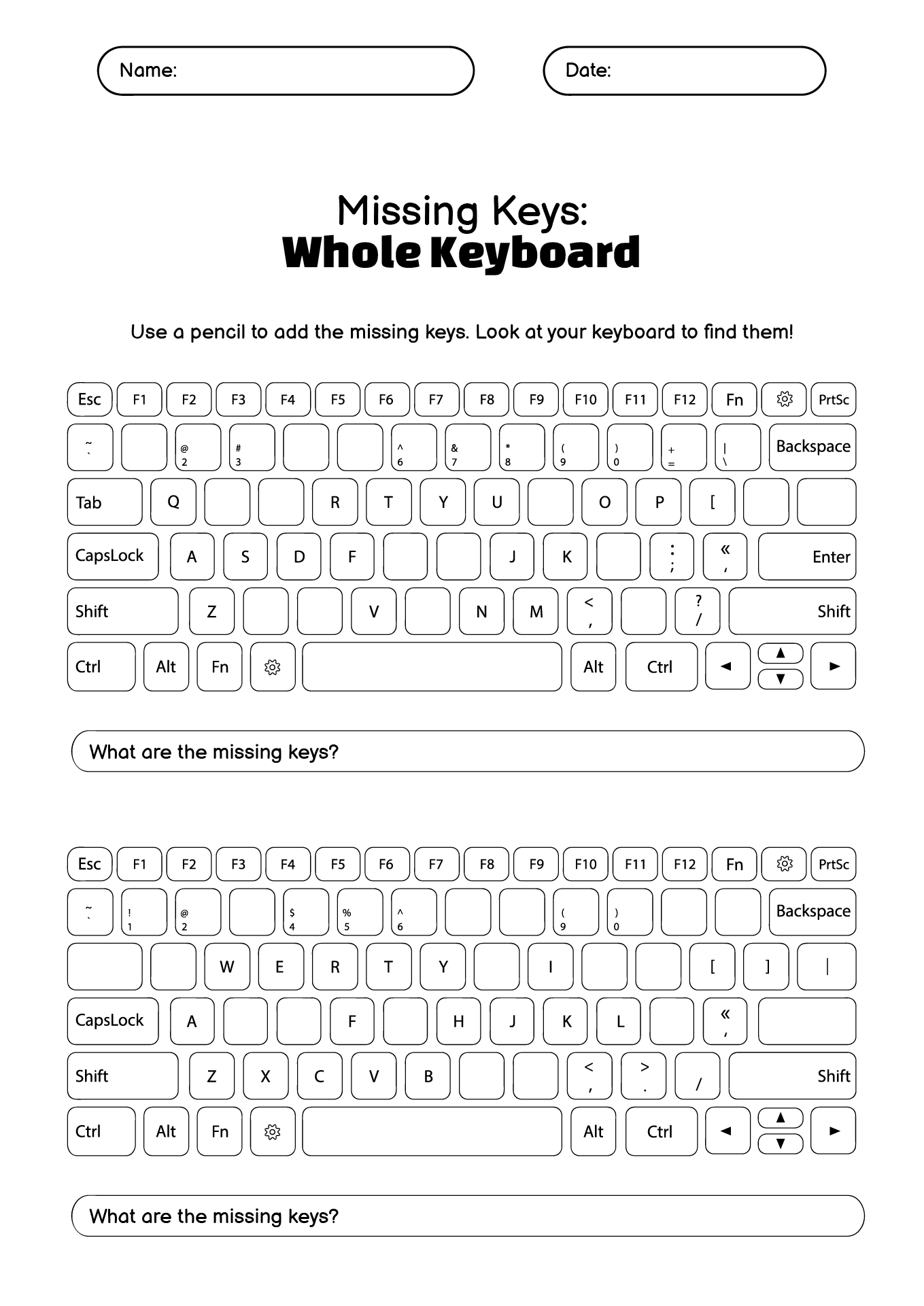 Printable Typing Test Worksheets