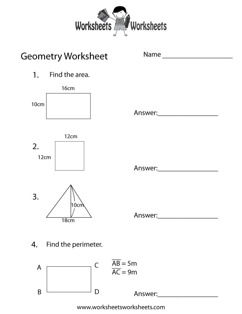 Geometry Review Worksheet Printable