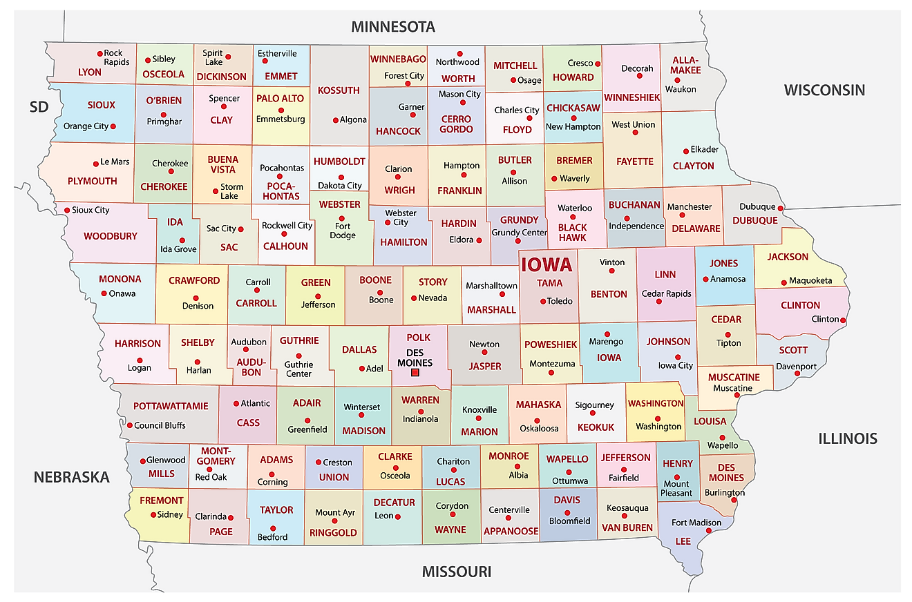 Printable Iowa County Map