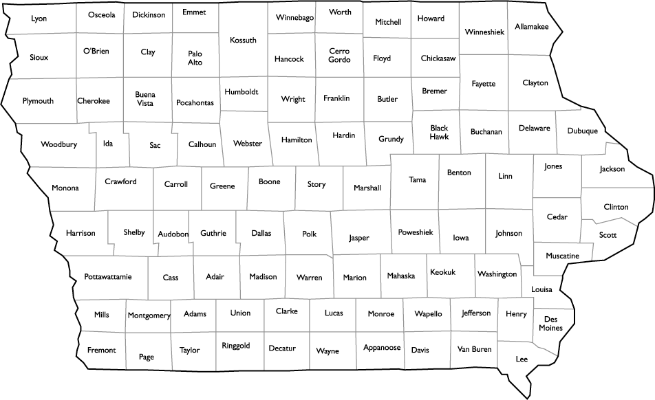 Iowa County Map Printable