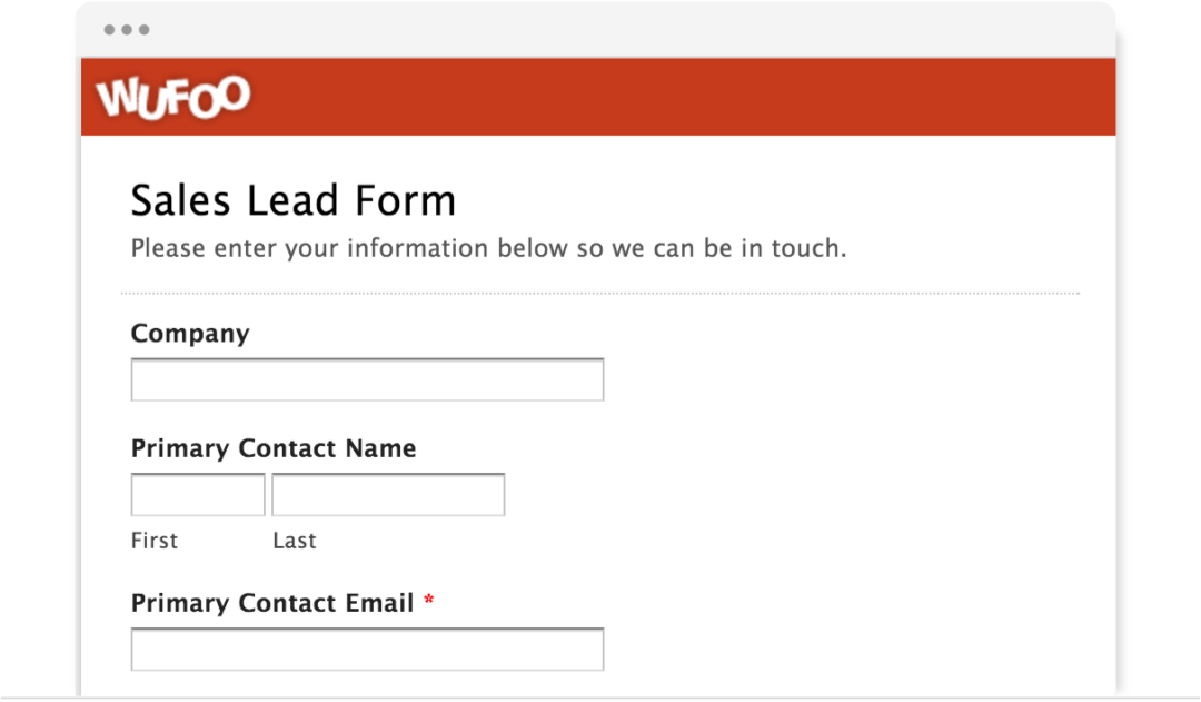 Wufoo Sales Lead Form