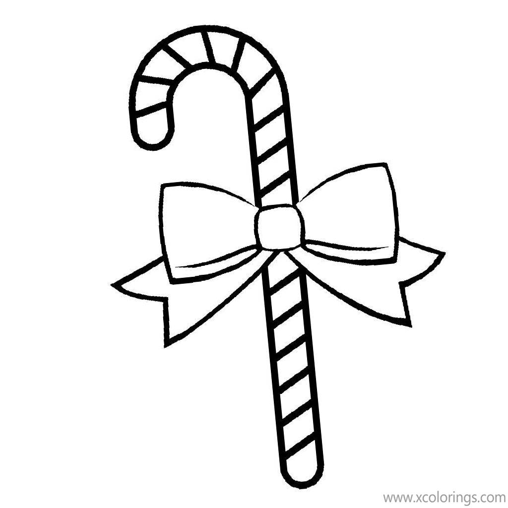 Candy Cane with Bow Coloring Book - XColorings.com