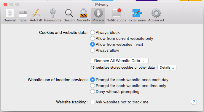 Advanced privacy settings